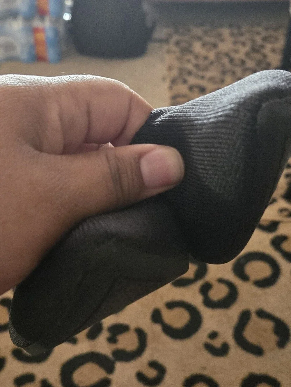 Rothy's Black Pointed Knit Flats with Blue Trim